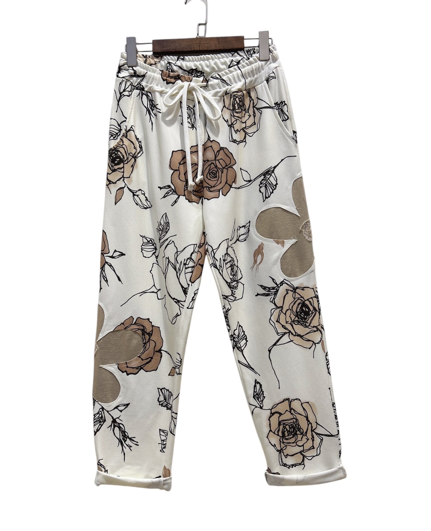 Freizeithose mit modernem Blumen-Design