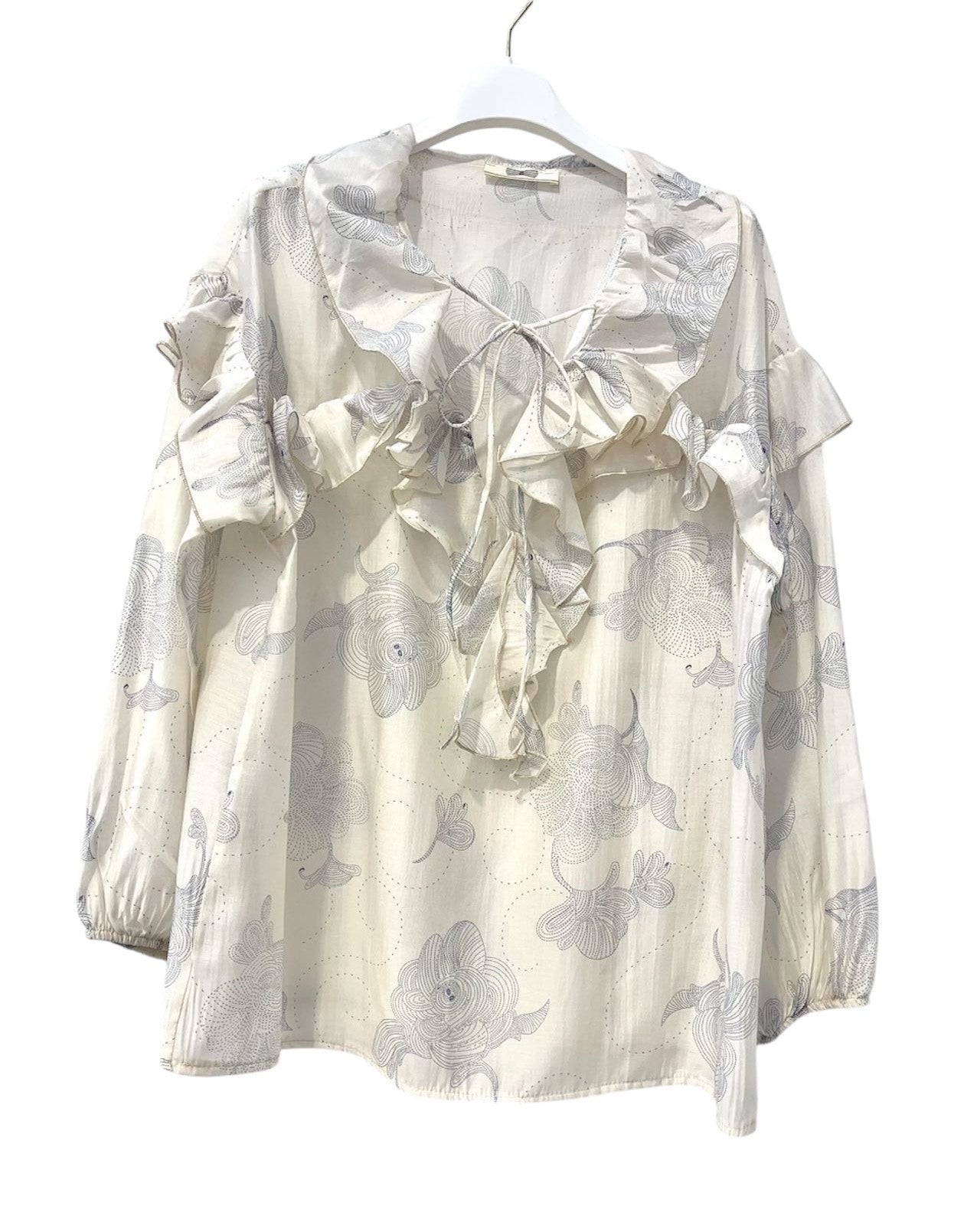 Rüschenbluse mit floralem Muster