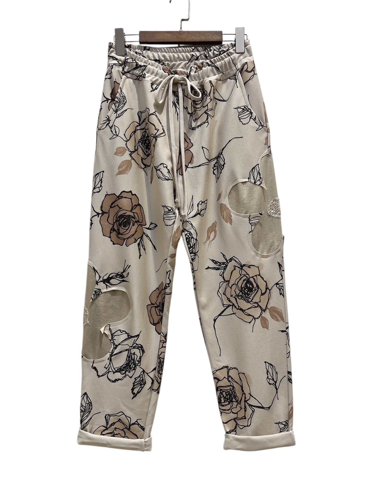 Freizeithose mit modernem Blumen-Design