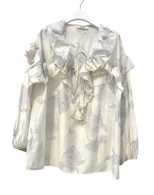 Rüschenbluse mit floralem Muster