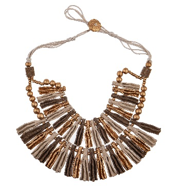 Boho-Cord-Halskette mit Goldakzenten (Alex Max)